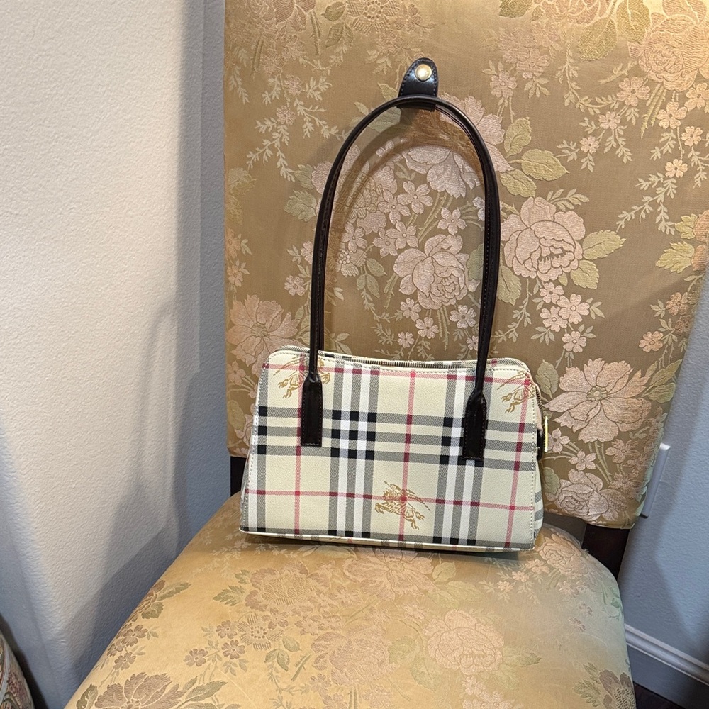 Plaid Designer Handbag - Cream and Black